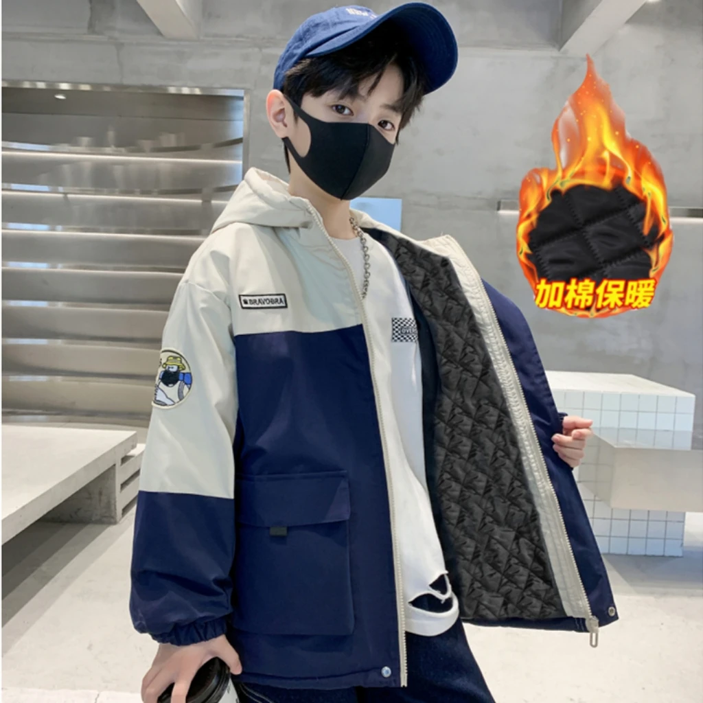 男童外套秋冬款2025新款韩版儿童冲锋衣中大童冬季夹棉加厚洋气潮