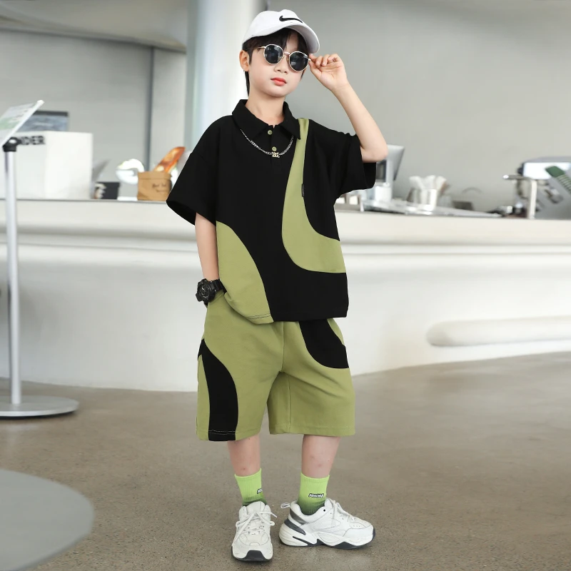 男童夏季套装2025新款中大儿童贷款时髦短袖洋气男孩运动酷帅夏装