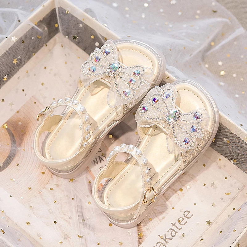 鸿星童女童凉鞋2024年夏季儿童鞋子公主鞋小女孩水晶软底时尚女宝