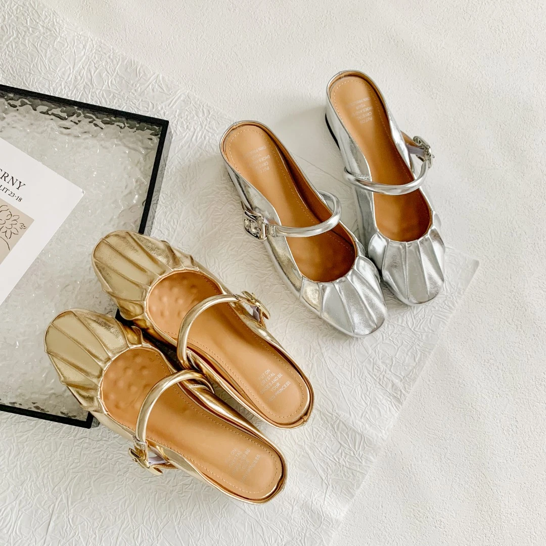 【4.5cm】2024夏季新款包头内增高时尚精致法式气质女半拖凉鞋711