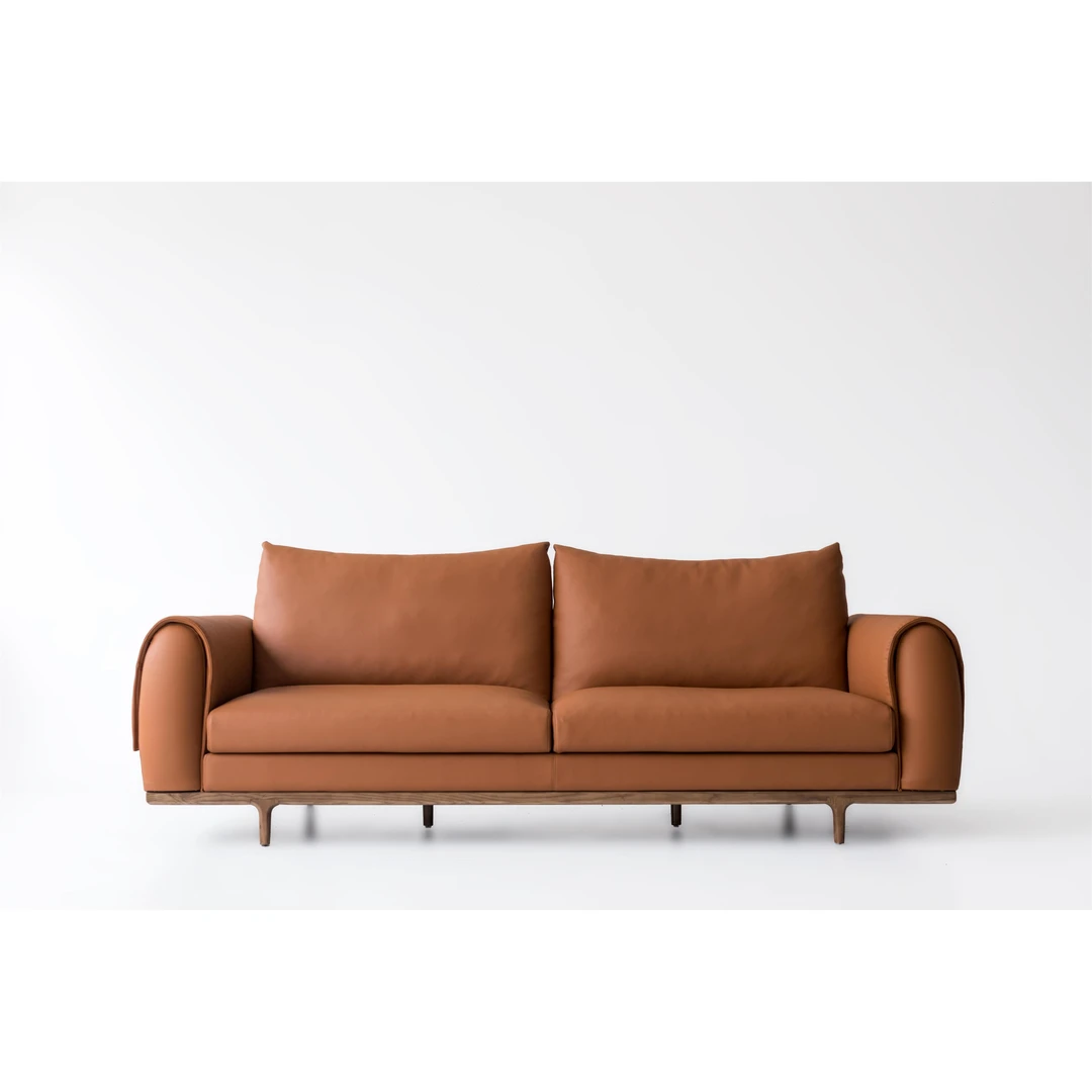 [沿途沙发]弥璞北欧木家用意式轻奢头层牛皮真皮沙发小户型三人位