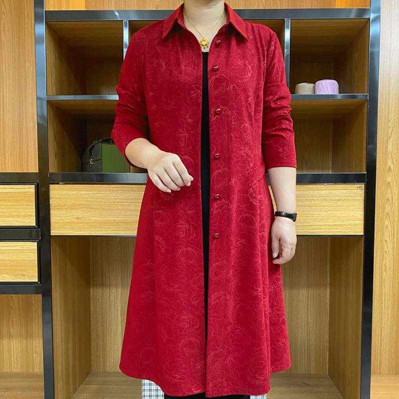 夏季新款纯色印花减龄洋气风衣外搭中年妈妈潮流遮肉显瘦女装外套