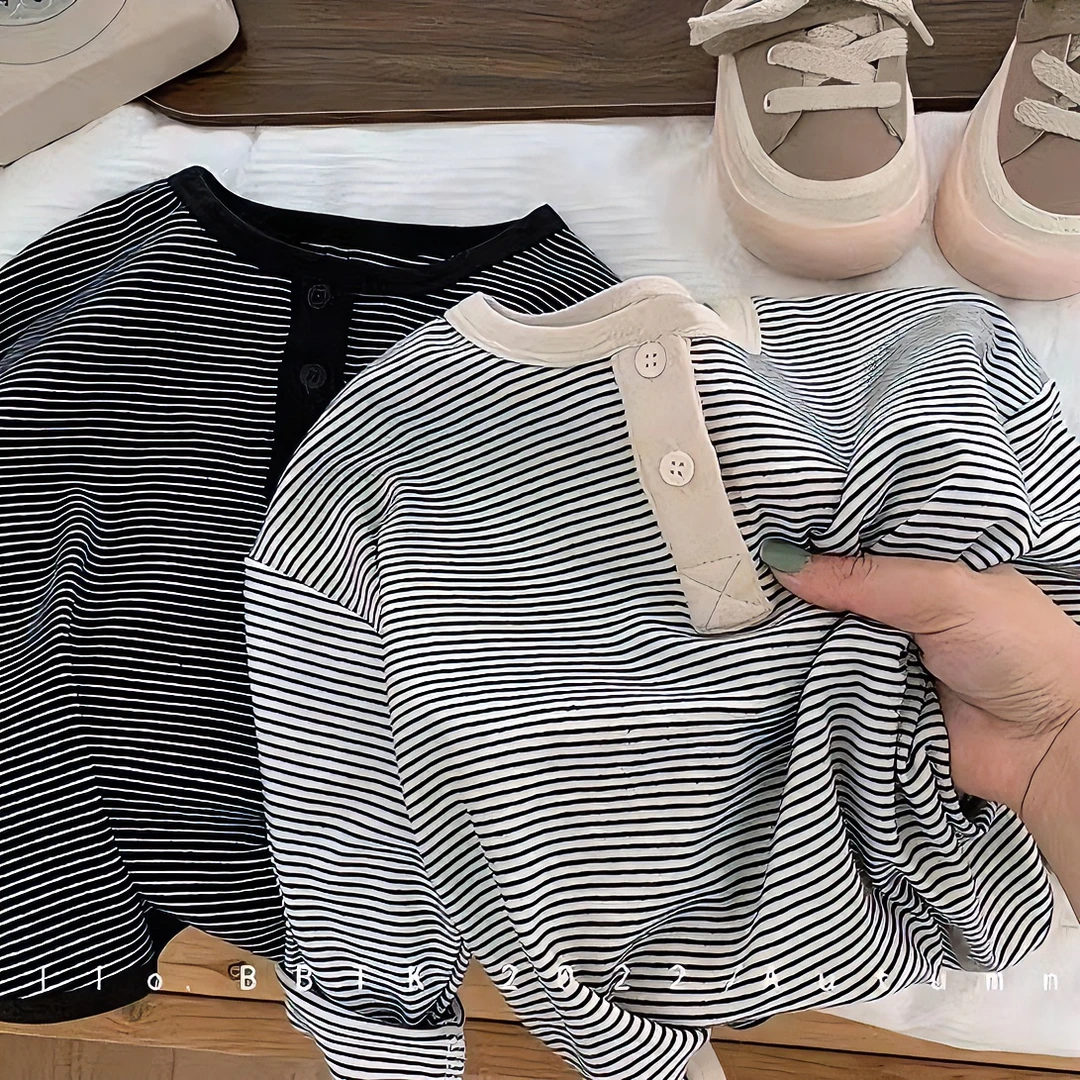 【A类亏米福利】儿童春秋长袖T恤男女童韩版长袖德容条纹打底衫SK17