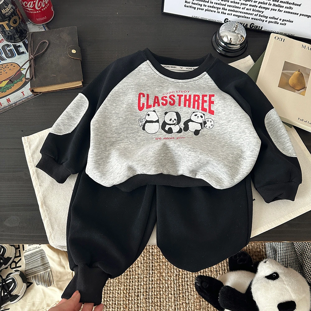 【耀火专属】A类男女童卡通长袖插肩卫衣套装春秋款运动洋气二件套