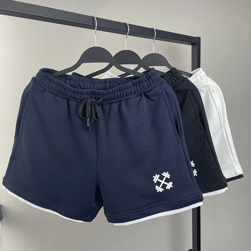 健身短裤男高克重大毛圈吸湿排汗透气四分裤棉质三分裤深蹲训练潮