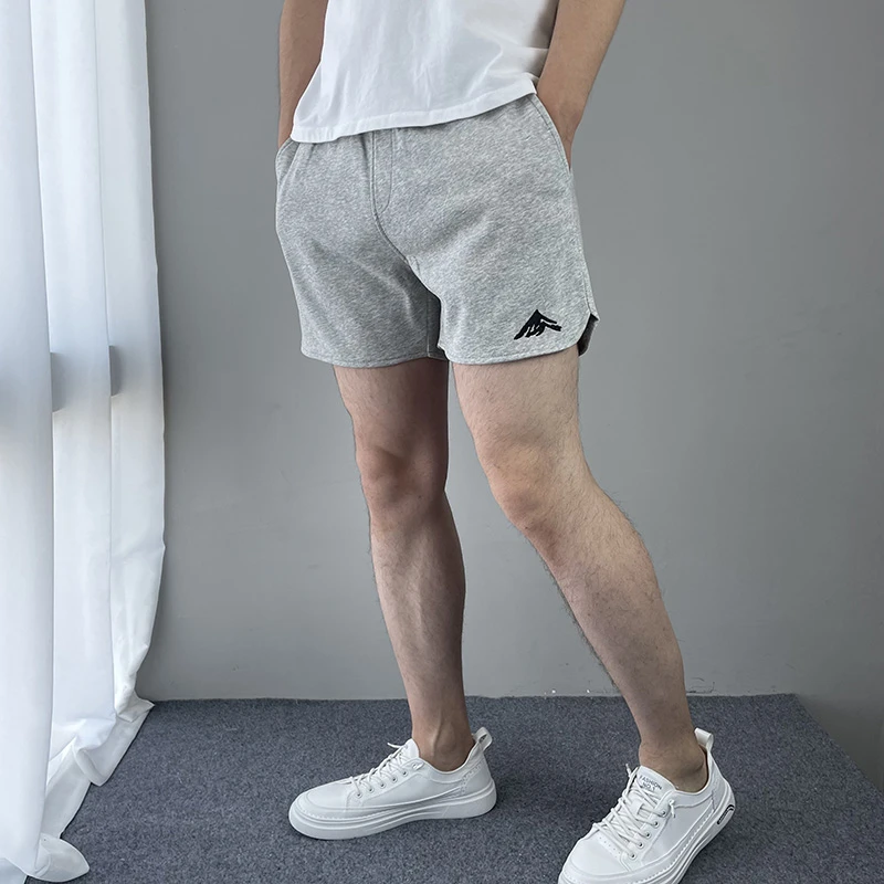 开叉运动短裤男跑步健身三分裤 针织棉质弹力3分裤时尚潮流运动裤