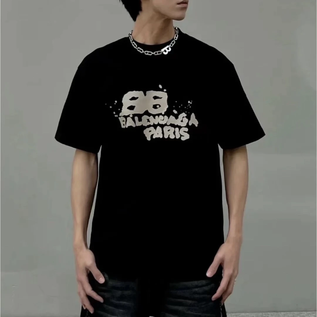 51988/Balenciaga SS23 黑色字母圆领套头T恤/S码/97新/公价5300