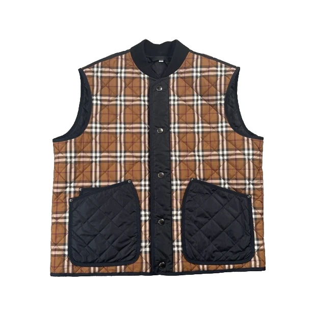 Burberry经典格子立领无袖两面穿羽绒马甲/XL码/99新/M51547
