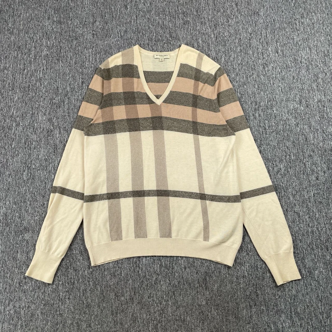 Burberry格纹V领羊毛衫/XL码/95新/公价5500/6603