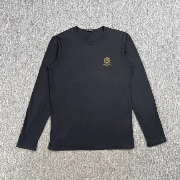 VERSACE黑色品牌Logo圆领长袖T恤/6码/99新/2408/M6318