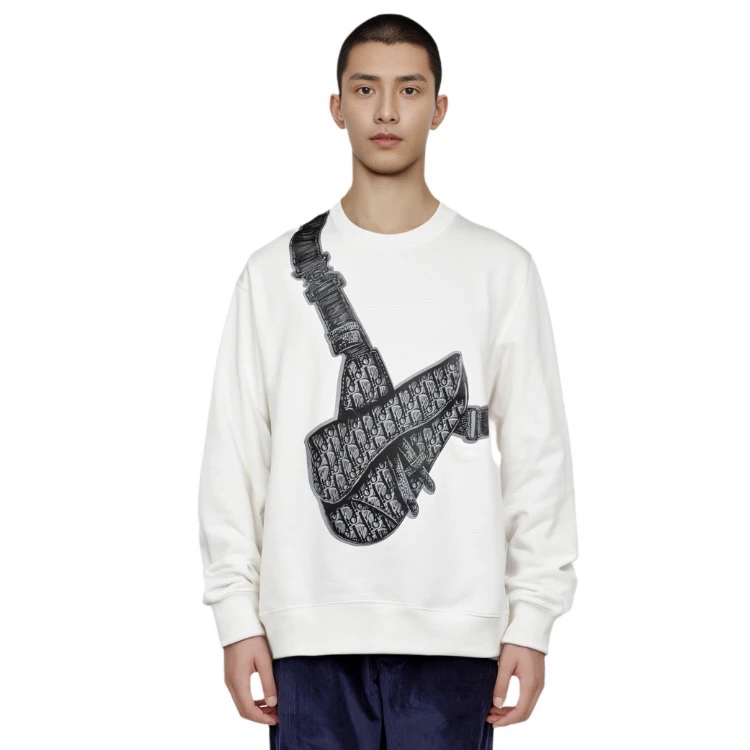 99新 DIOR/迪奥 4749/DIOR 白色腰包印花圆领长袖卫衣/S码/99新