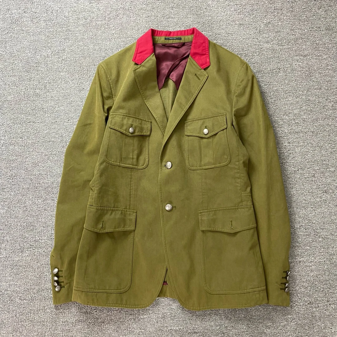 99新 GUCCI/古驰 CD GUCCI翻领军绿夹克外套/48码/98新/15690