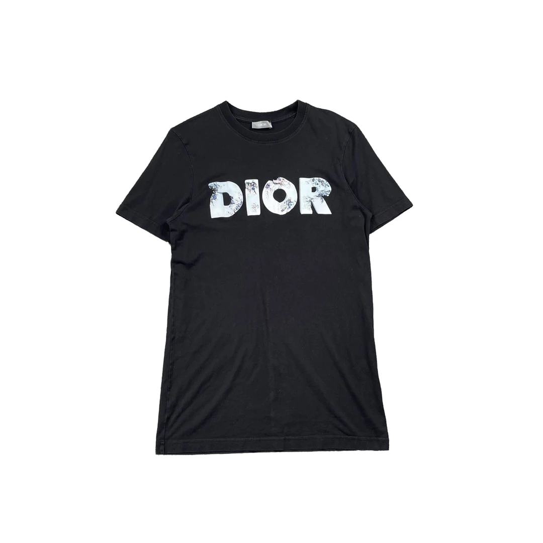99新 DIOR/迪奥 9342/DIOR 黑色褪色3D印花棉质T恤/S码/98新