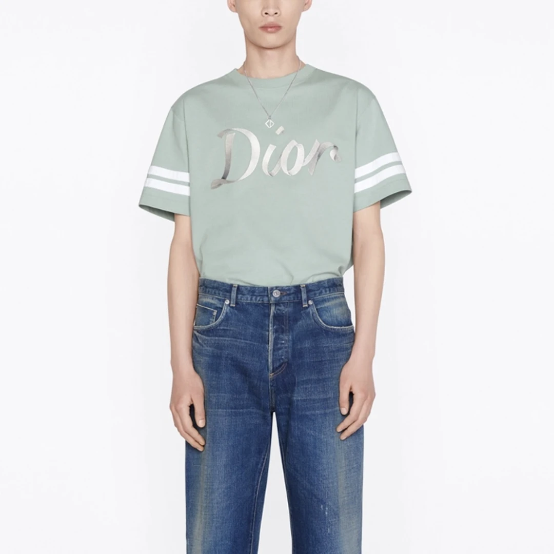 DIOR浅绿色条纹落肩短袖/XL码/全新带吊/公价8900/6413