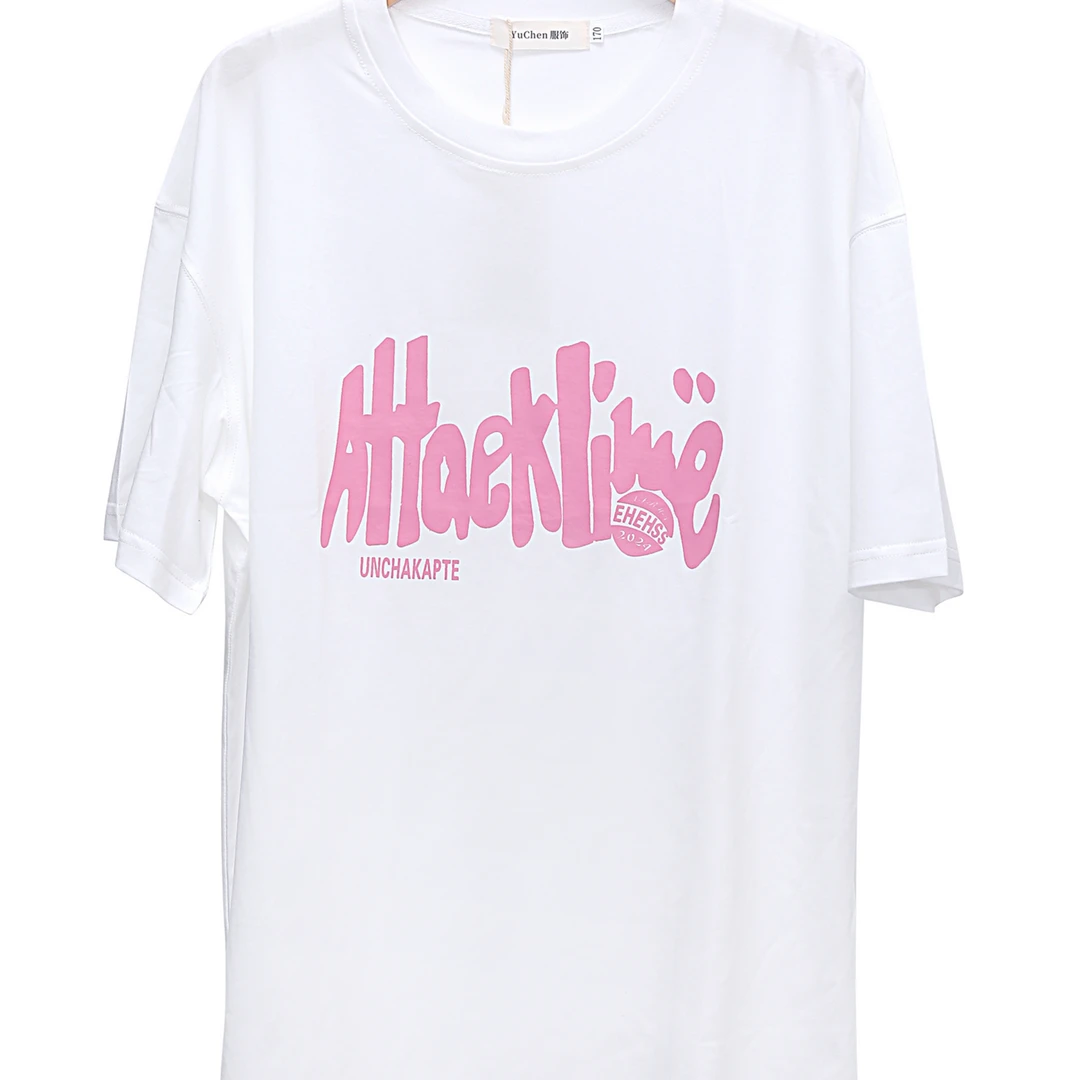 百搭印花运动简约纯棉大童夏季宽松潮流T恤白色时尚春夏长款圆领