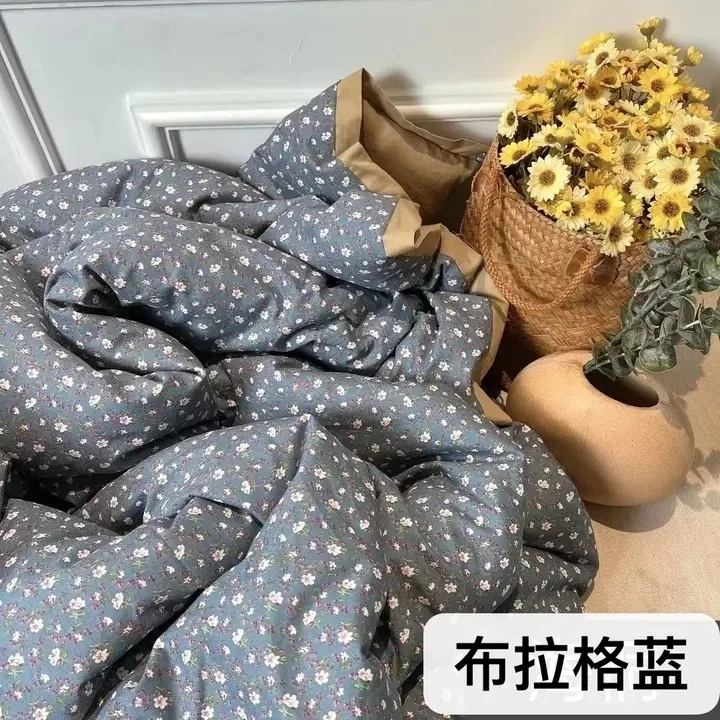 复古式水洗棉小花被
