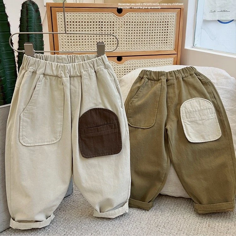 儿童春秋裤子纯棉洋气新款男女童宽松休闲哈伦裤中小童百搭长裤潮