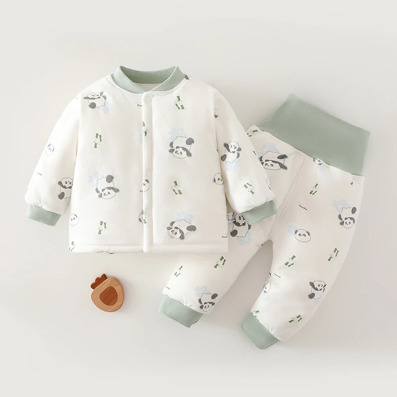 宝宝棉衣棉裤套装秋冬夹棉保暖男女童棉服秋装婴儿分体高腰两件套