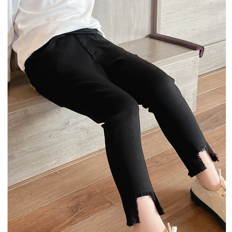 【魔术裤】WWLL定制童装2024秋装女宝宝黑色铅笔裤女童修身弹力裤