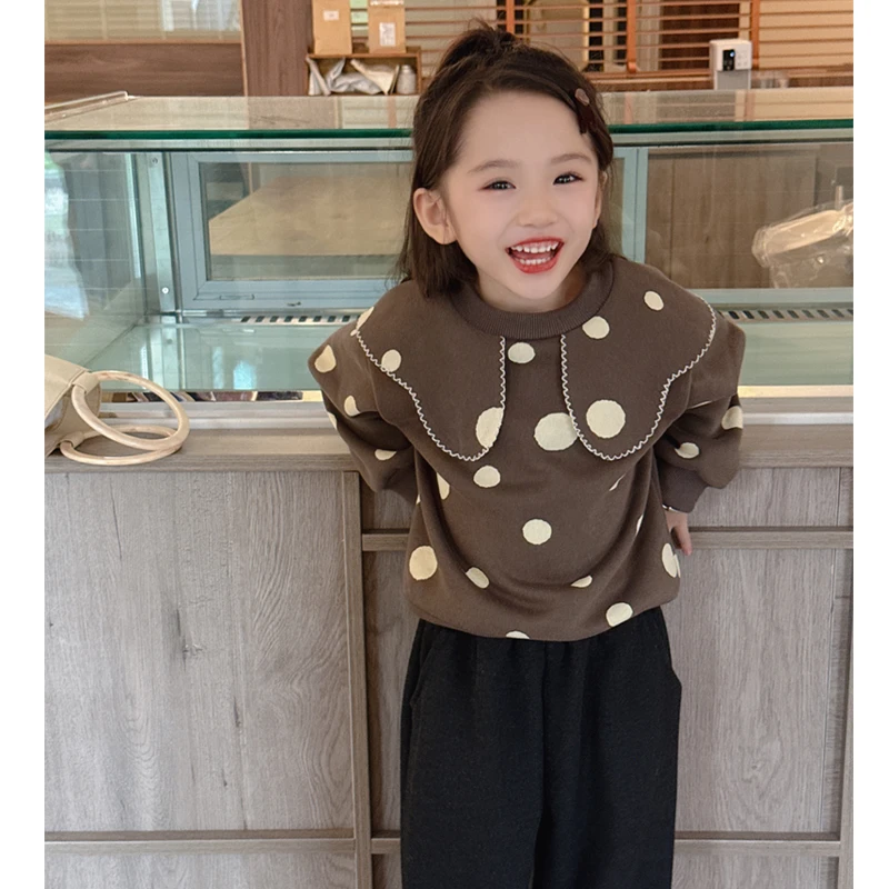 【大圆点卫衣】WWLL定制童装宝女宝宝加绒卫衣洋气一体绒女童卫衣