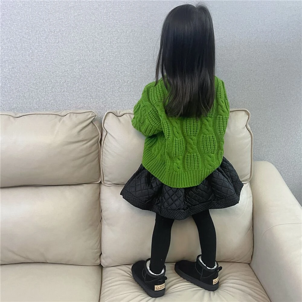 【麻花结】WWLL定制女宝宝针织衫女童高领麻花毛衣半身裙洋气