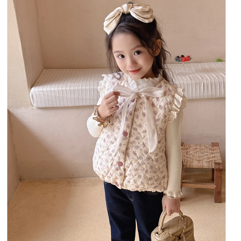 【凤兰】WWLL kids定制2024女童秋冬装宝宝薄棉马甲儿童背心碎花