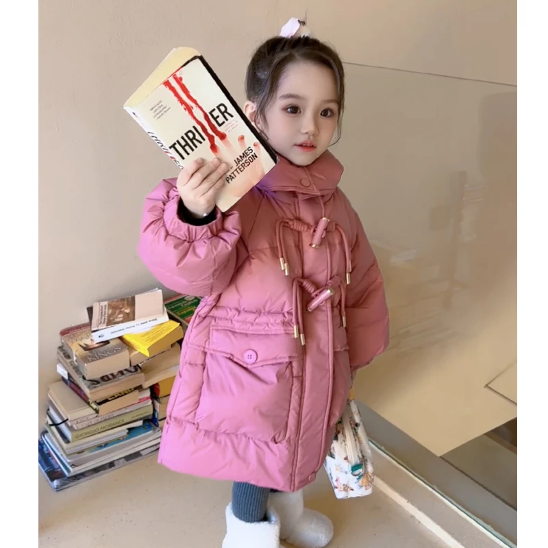 【人间烟火】女宝宝冬装洋气三防羽绒服女童加厚戴帽中长款