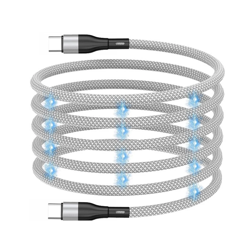 磁吸收纳双type c转lightning数据线适用华为苹果iPhone15手机线