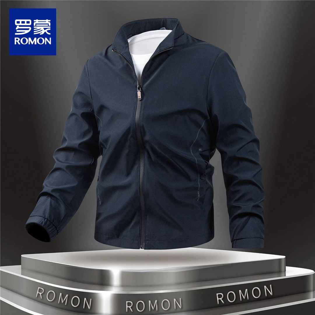 商务休闲舒适简约外套男百搭男士外套时尚立领夹克男1Y65L2419