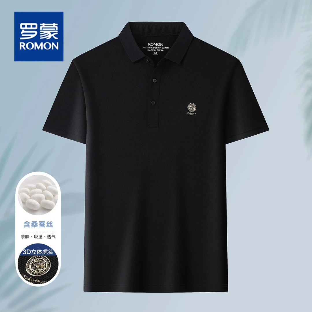 【桑蚕丝透气】罗蒙虎头polo清爽舒适休闲短袖Polo衫14LP5828