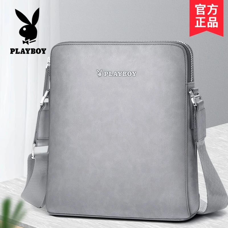 PLAYBOY男士挎包斜挎单肩包2024新款商务休闲大容量潮牌斜肩皮包
