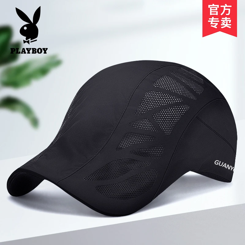 PLAYBOY帽子男士新款前进贝雷帽遮阳防晒春夏季大头围太阳鸭舌帽