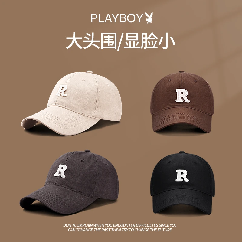 PLAYBOY棒球帽子男女款春秋大头围遮阳防晒显脸小潮牌夏季鸭舌帽