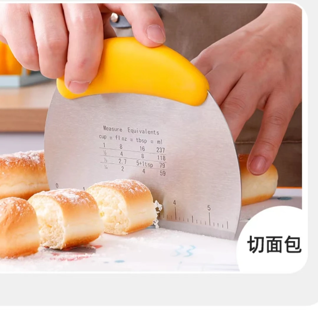 不锈钢多功能带刻度切面刀烘焙刮板食品级刮刀硅胶垫专用切面刀