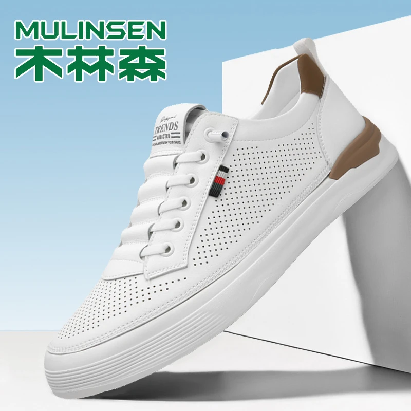 木林森男鞋夏季新款软底板鞋男韩版休闲鞋镂空透气洞洞小白鞋男潮
