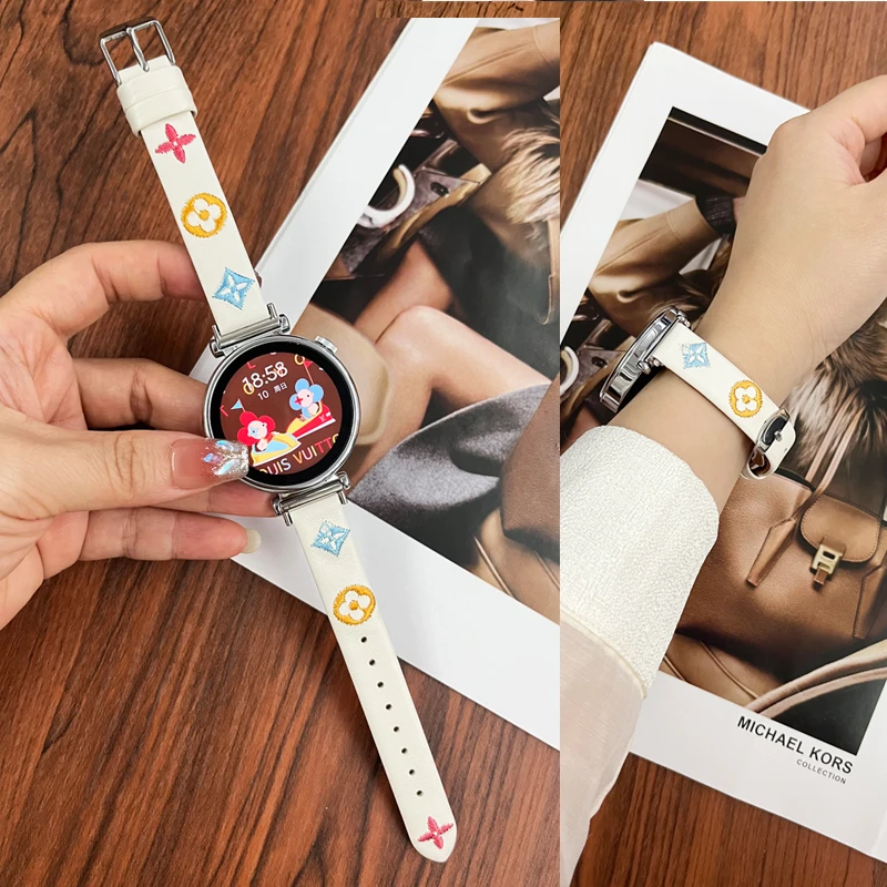 适用华为GT5pro表带GT4/2手表watch4高级Fit3手环98老花真皮女款