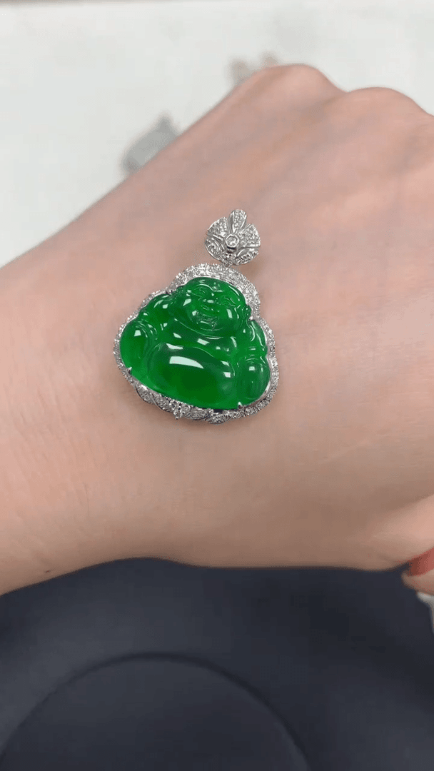 【闪购商品】翡翠吊坠(不含链)18K金镶嵌佛公