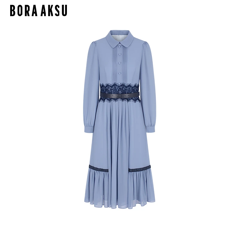 商场同款BORA AKSU2025法式泡泡袖优雅蕾丝装饰连衣裙B1FAW61220