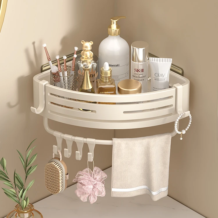白色浴室置物架置物架子免打孔洗澡间卫生间收纳置物架置物挂架