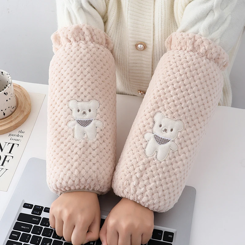 加厚毛绒袖套长款套袖女款冬季保暖手袖学生护袖办公上班防污袖头