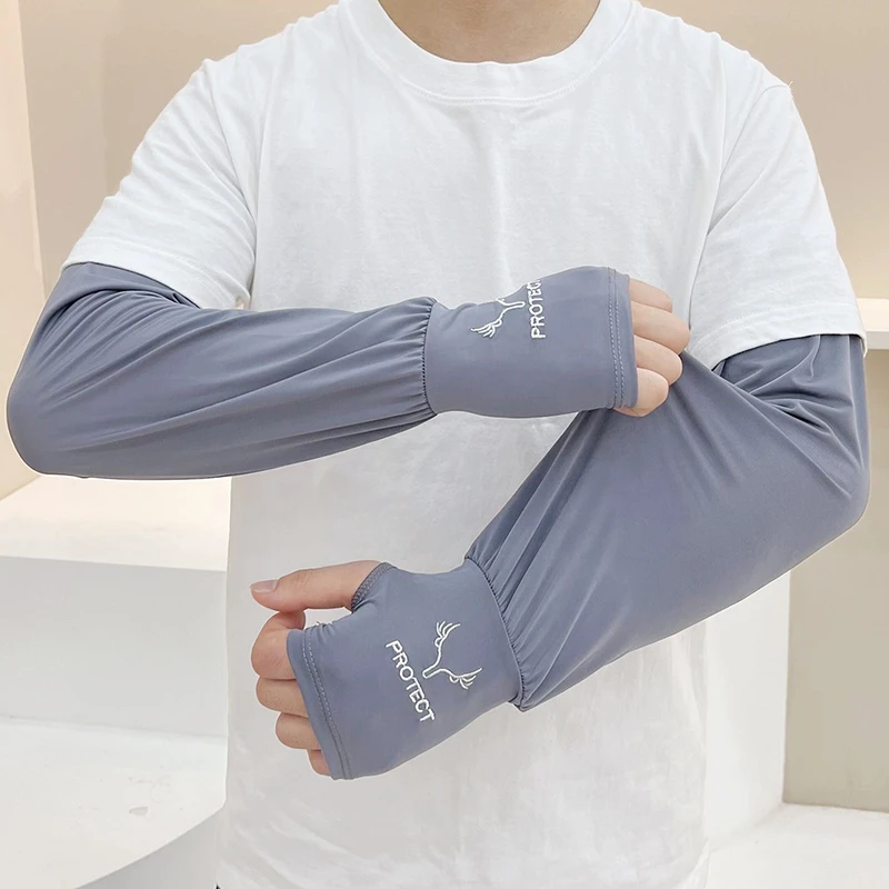 男士冰袖夏季宽松冰丝袖套大码加肥防晒袖套开车防紫外线护臂手袖