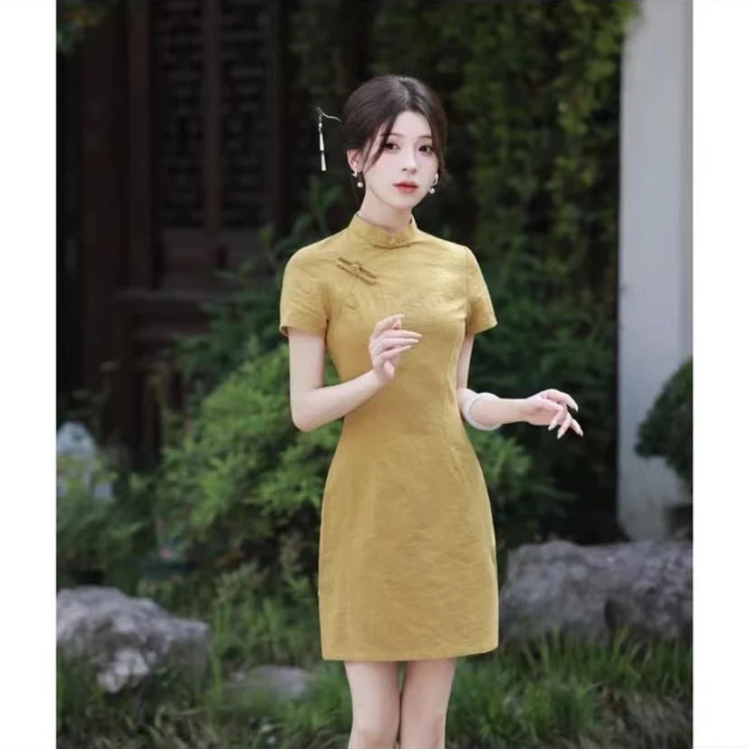金榜题名-2025夏季新款时尚少女小个子显瘦显高旗袍气质中式