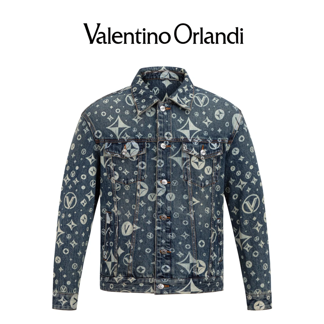 华伦天奴.奥兰迪男士秋冬满印牛仔夹克外套1VJ652156