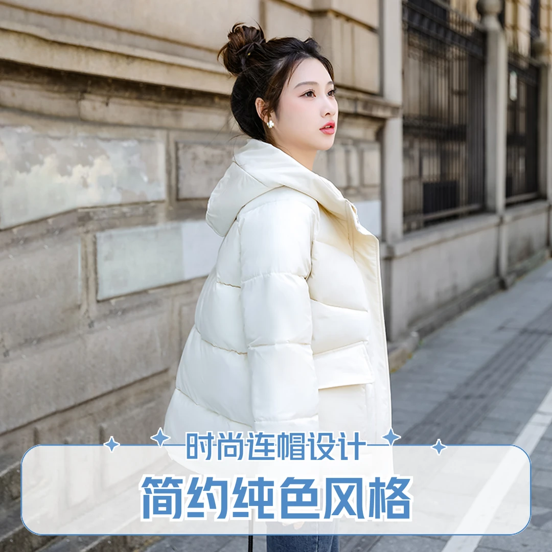 棉服女短款2024新款韩版宽松学生小个子连帽加厚棉衣超火外套潮