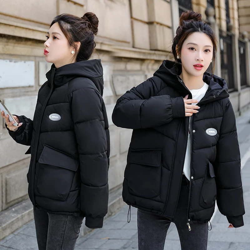 棉服女士2024冬季新款棉衣短款宽松保暖加厚连帽棉袄外套潮面包服