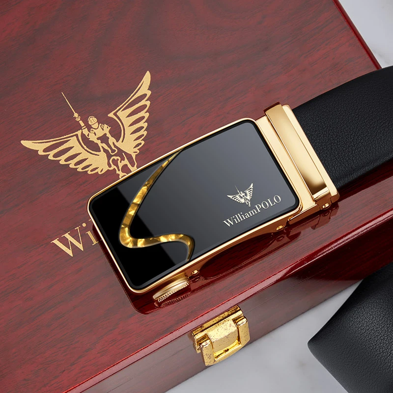 WILLIAMPOLO英皇保罗男士真皮皮带自动扣腰带生日送礼纯牛皮裤带