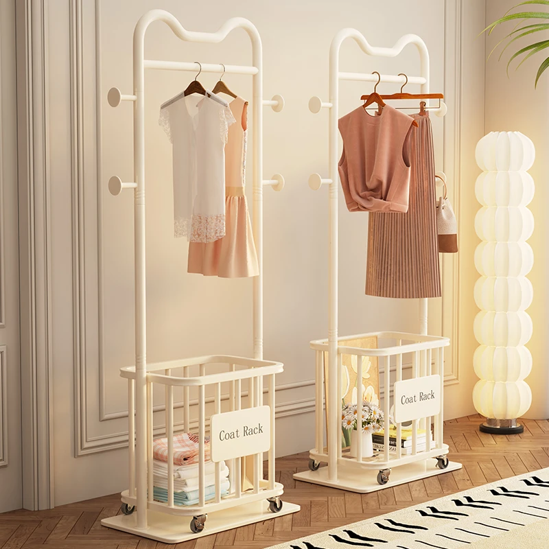 衣架落地卧室挂衣架可移动家用室内网红轻奢晾衣服架脏衣篮衣帽架