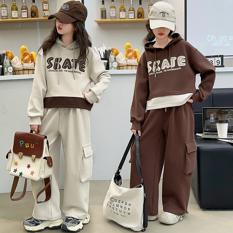 女童卫衣套装春秋2024新款6-12岁15岁中大童小女孩洋气时尚两件套