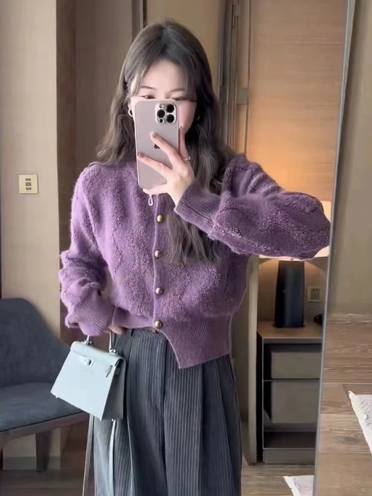 1201-1400QH气质针织衫上衣开衫显瘦小香风时尚百搭网红洋气