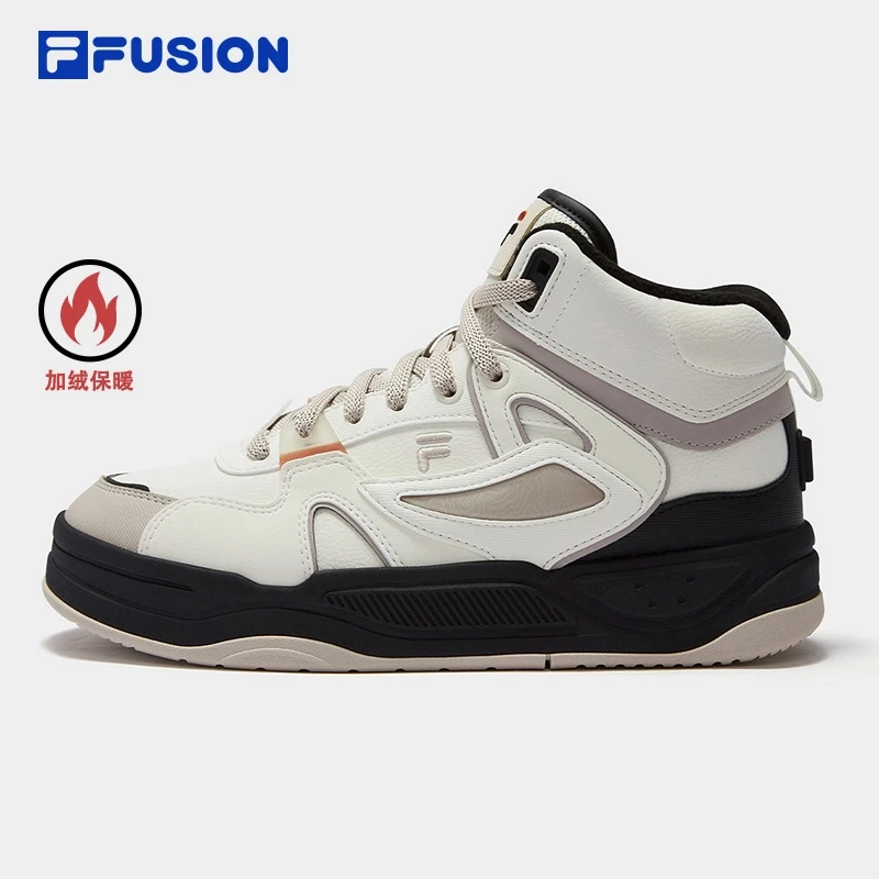 FILA FUSION【加绒款】情侣鞋BANK 中帮酷板鞋冬款保暖T12W442908F
